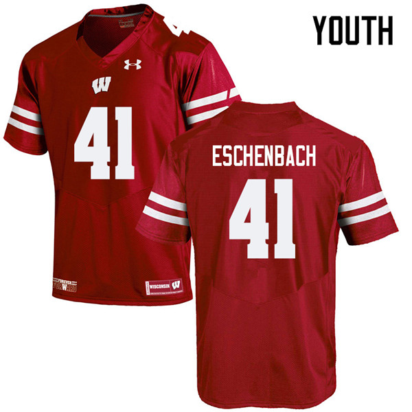 Wisconsin Badgers Youth #41 Jack Eschenbach NCAA Under Armour Authentic Red College Stitched Football Jersey MZ40H41YJ
